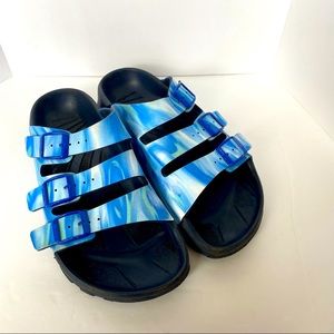 Birkenstock Birki’s Blue Swirl 3-Strap Sandals